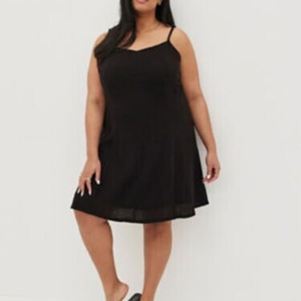 Trapeze Mini Dress - Pucker Woven Black